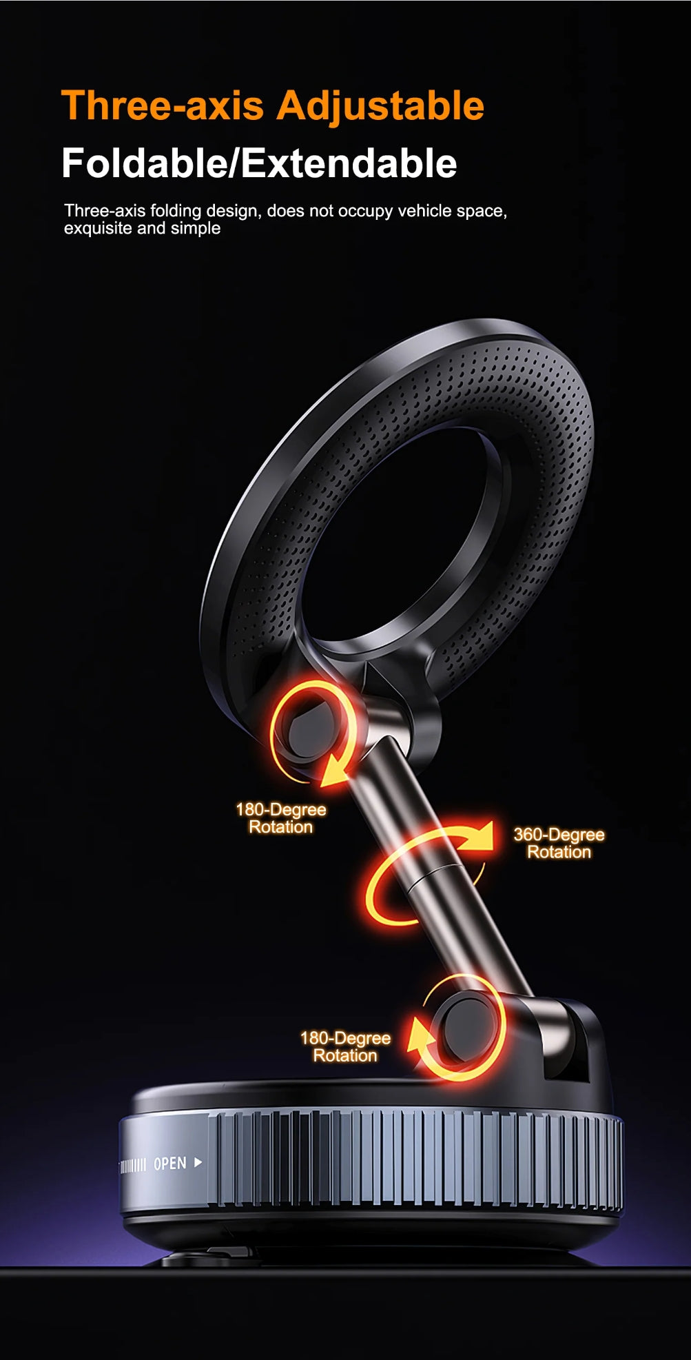 Foldable 360° Magnetic Suction Phone Holder – Universal Fit